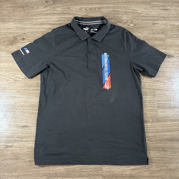 Puma Polo Shirt Men's Medium Black BMW Motorsport Casual Graphic Short Sleeve - Picture 1 of 5